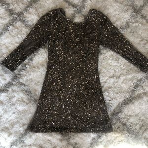 Brown Sequin Mini Dress